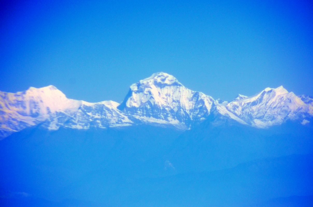 Kathmandu Flight To Pokhara 20 Dhaulagiri III, II and I, Tukuche Peak Early Morning 